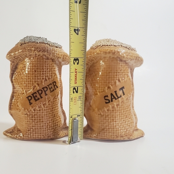 Salt & Pepper Vintage Ceramic Burlap Sack Shaker Set by "Our Own Import" Japan - Picture 7 of 10
